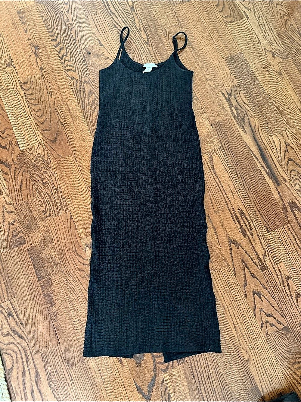 H&M Crinkled Jersey Dress Textured Maxi Dress Black Small NWT